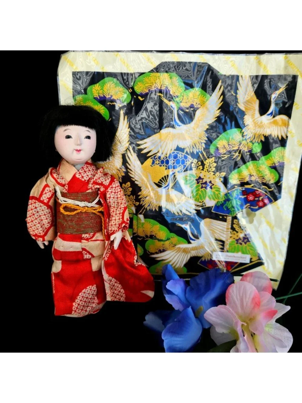 Vintage Japanese Ichimatsu Doll Kimono Instant Collection Lot Handkerchief